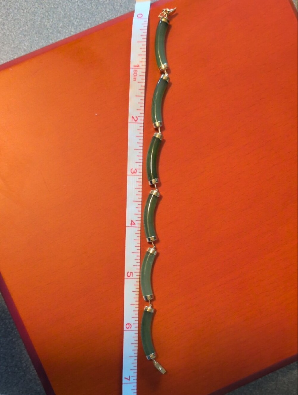 Green Jade Bracelet with 14k gold - Picture 7 of 12